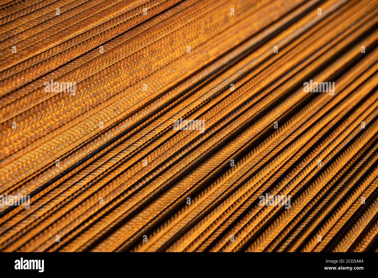 background texture of rusted reinforcement steel bars used for