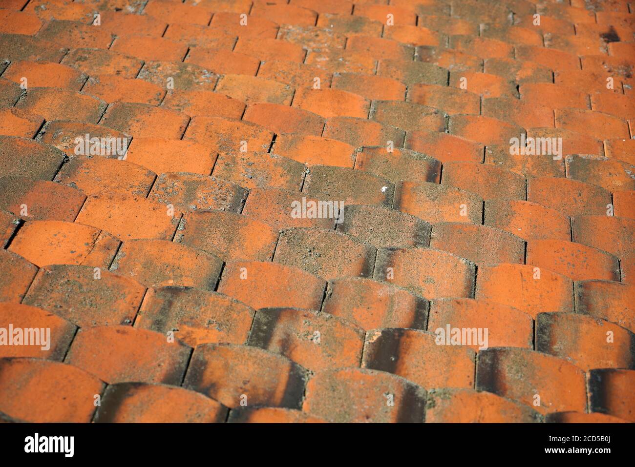 Closeup of roof tiles made of baked clay Stock Photo