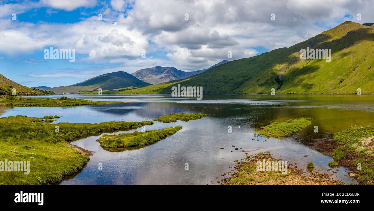 Mountain landscape with Killary Harbor Fjord, Leenaun, Ireland Stock Photo