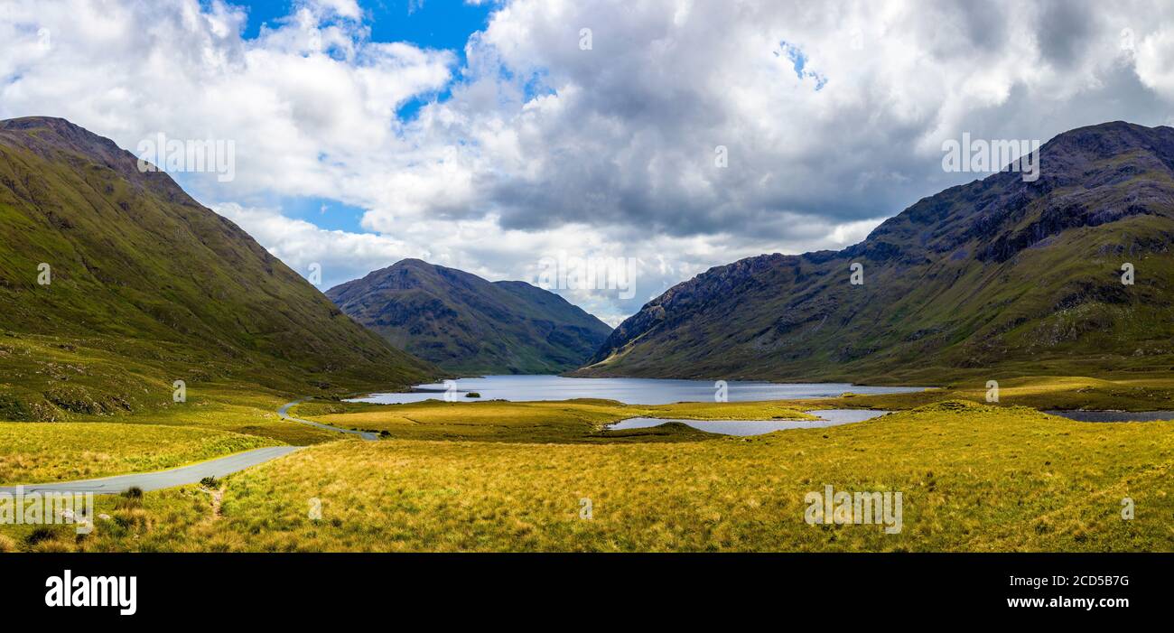 Road and lake in Doolough Valley, Ireland Stock Photo