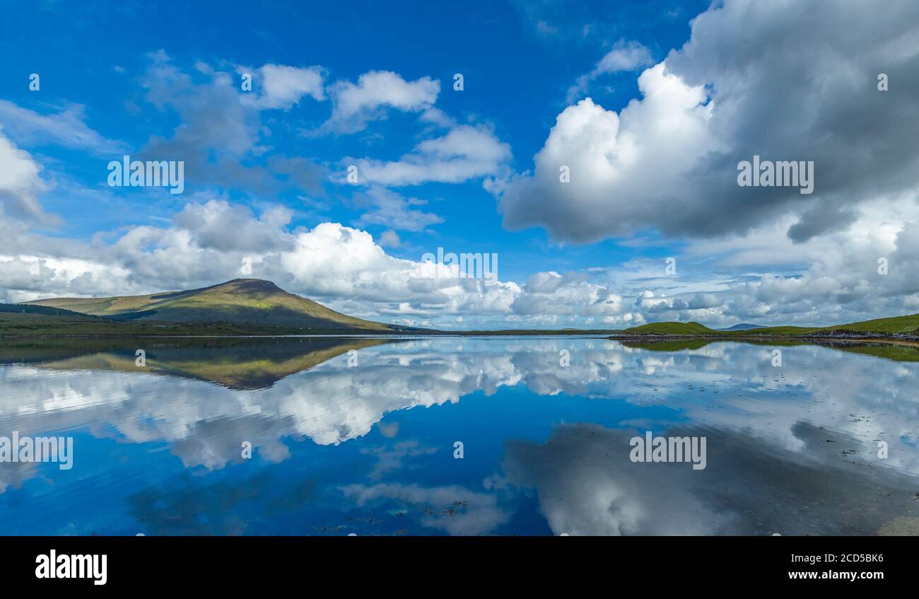 View of lake and clouds on sky, Bellacragher Bay, County Mayo, Ireland Stock Photo