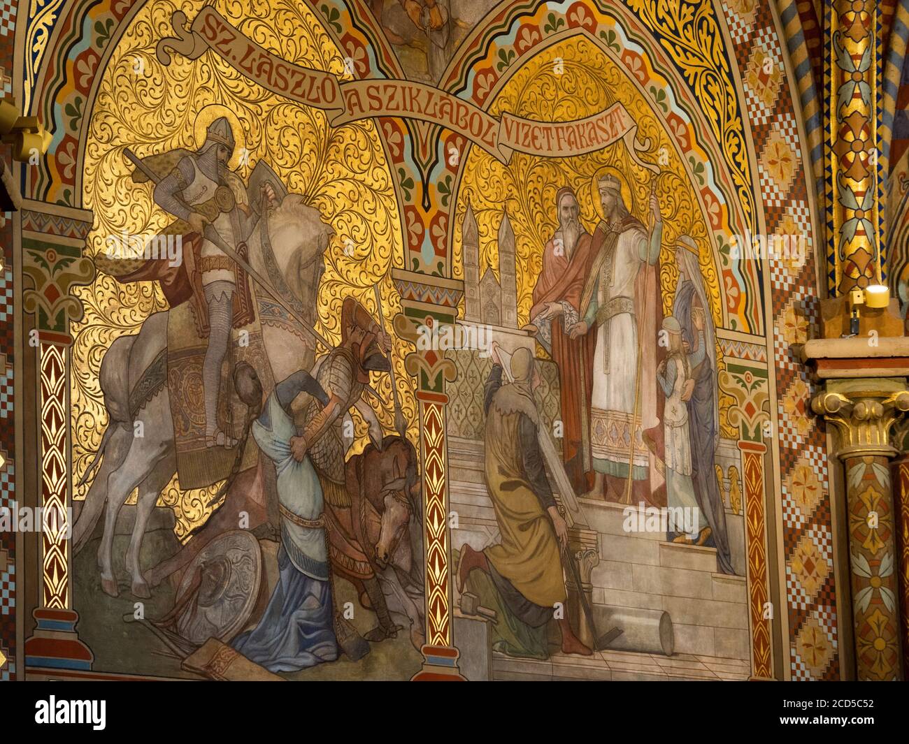 View of fresco on church,  Buda, Budapest, Hungary Stock Photo