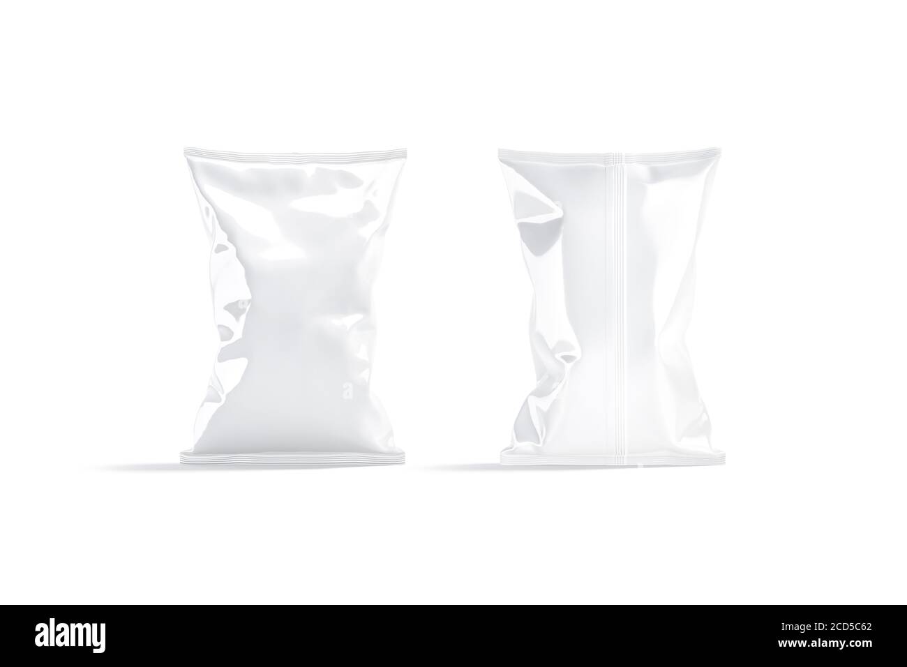 Blank white foil big chips pack mockup, front back view Stock Photo