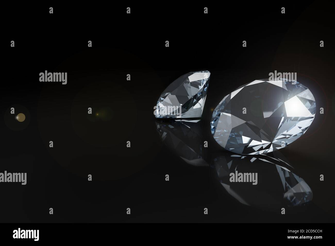 Brilliant diamonds on a black background. 3d illustration Stock Photo ...