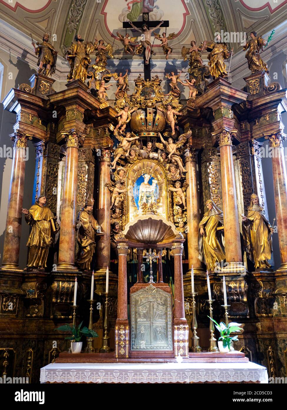 View of altar of Rising of the Holy Cross Church, Osijek, Croatia Stock Photo