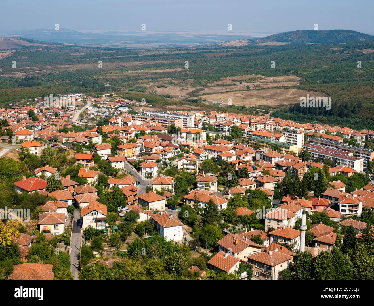 Aerial view of town of Belogradchik, Vidin Province, Bulgaria Stock Photo