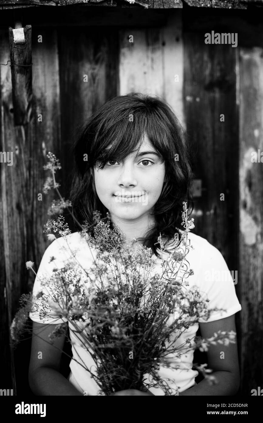 Black teen girl garden Black and White Stock Photos & Images - Alamy