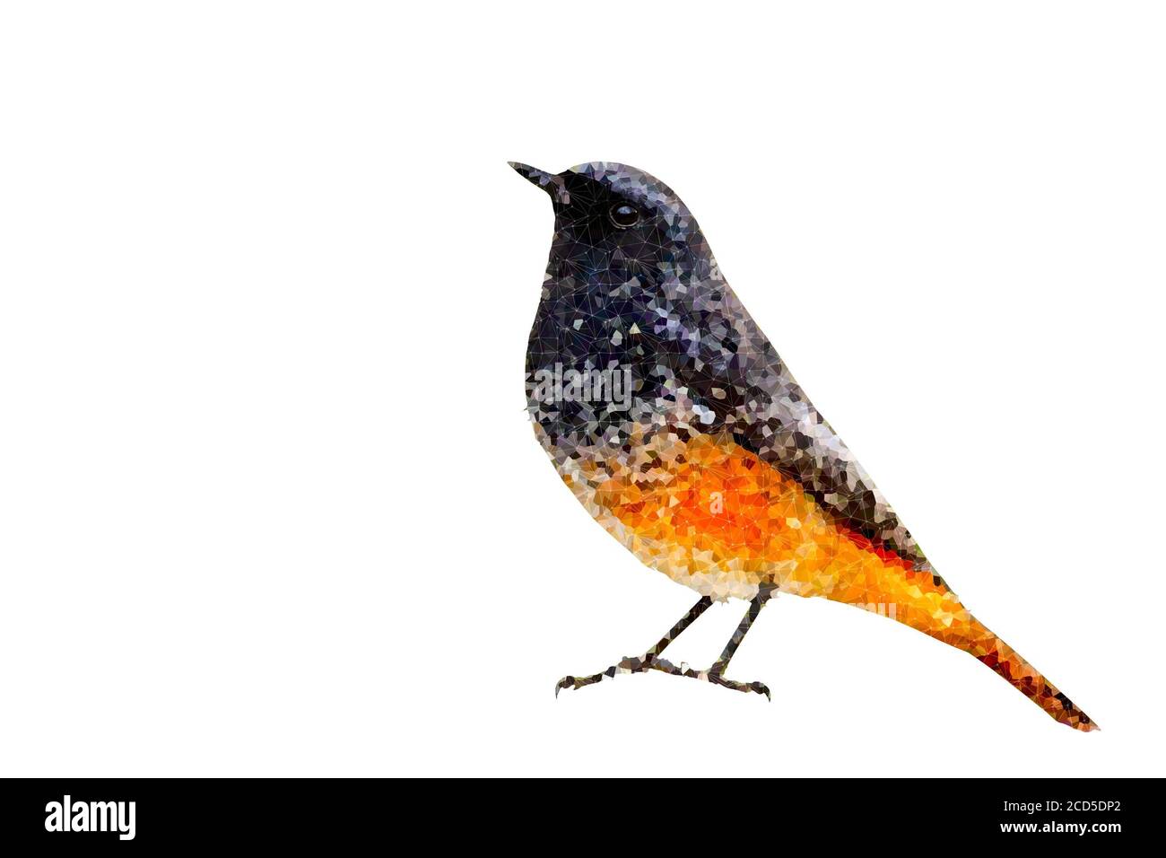 Polygonal bird image. Geometric low poly art. White background. Stock Photo