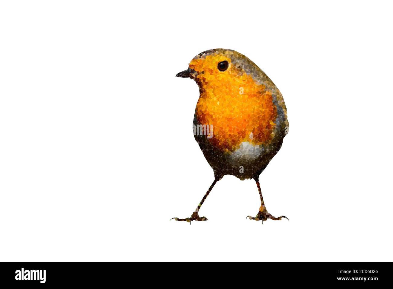 Polygonal bird image. Geometric low poly art. White background. Stock Photo