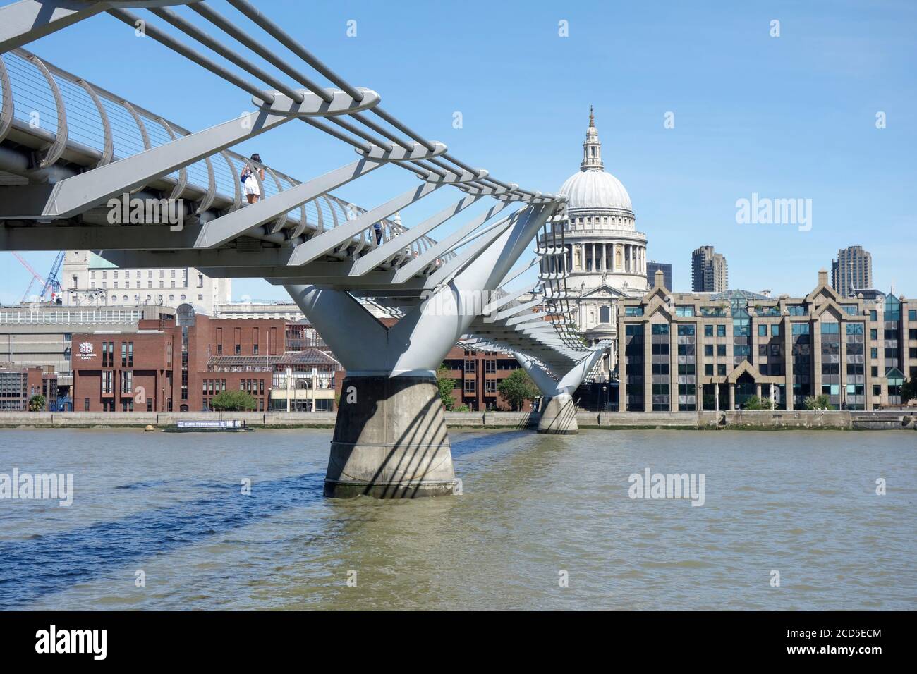 The view from South bank across the River Thames to St Paul's Cathedral. Stock Photo