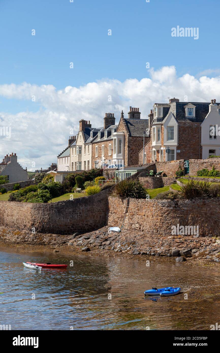An old terraced street of houses on the waterfront in Elie Fife Scotland. Stock Photo
