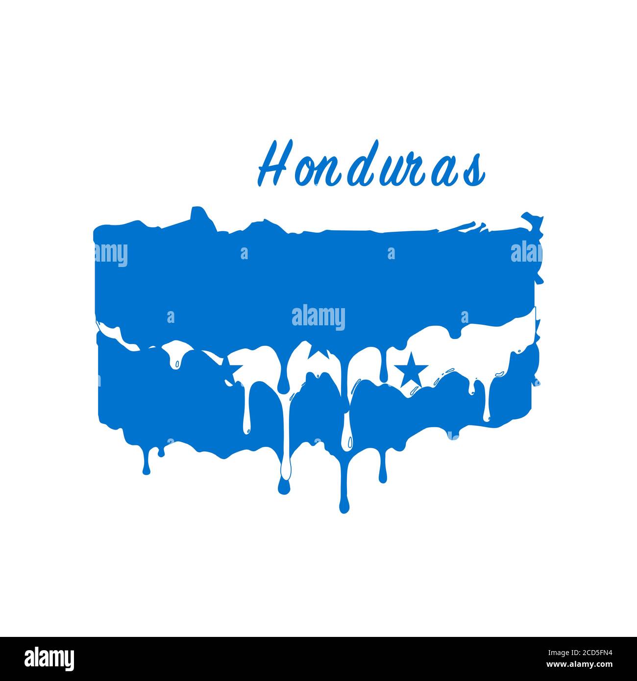Painted Honduras flag, Honduras flag paint drips. Stock vector illustration isolated on white background Stock Vector