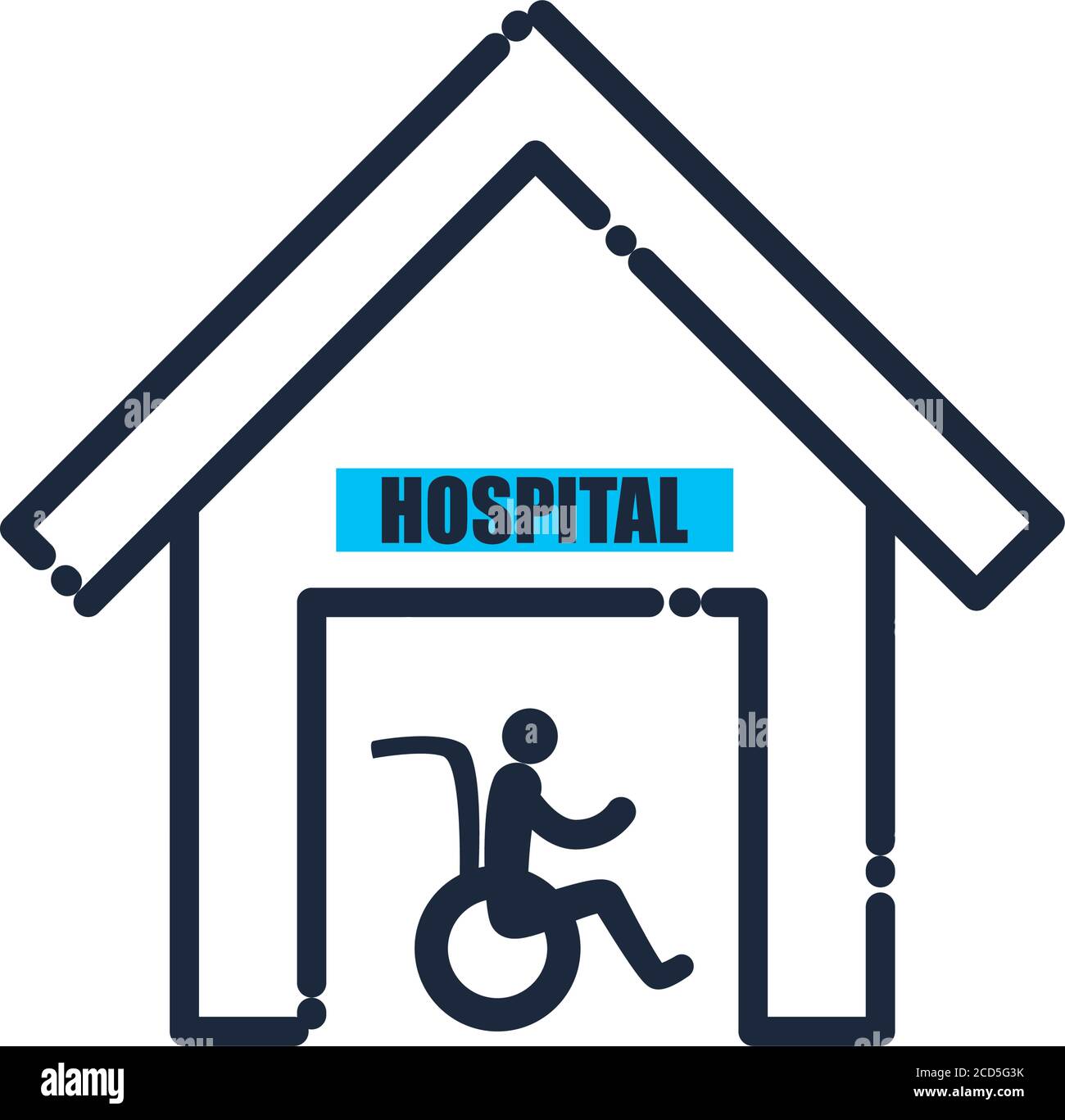 man on wheelchair in hospital line and fill style icon of Handicapped ...