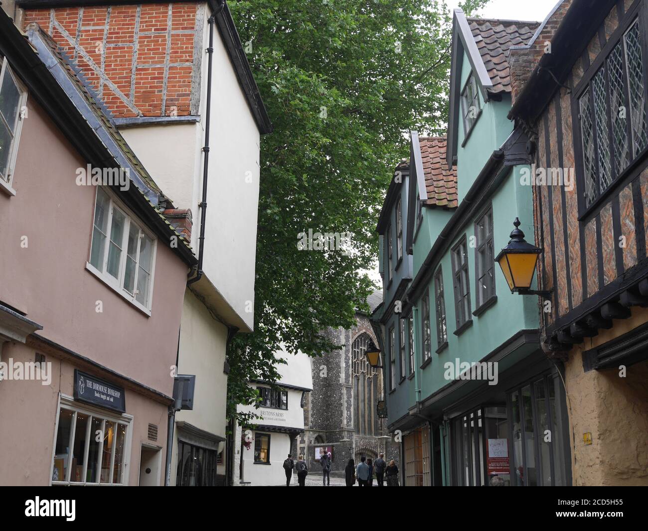 The Historic Elm Hill in Norwich, with many building dating back to Tudor times, Norwich, Norfolk, England, UK Stock Photo