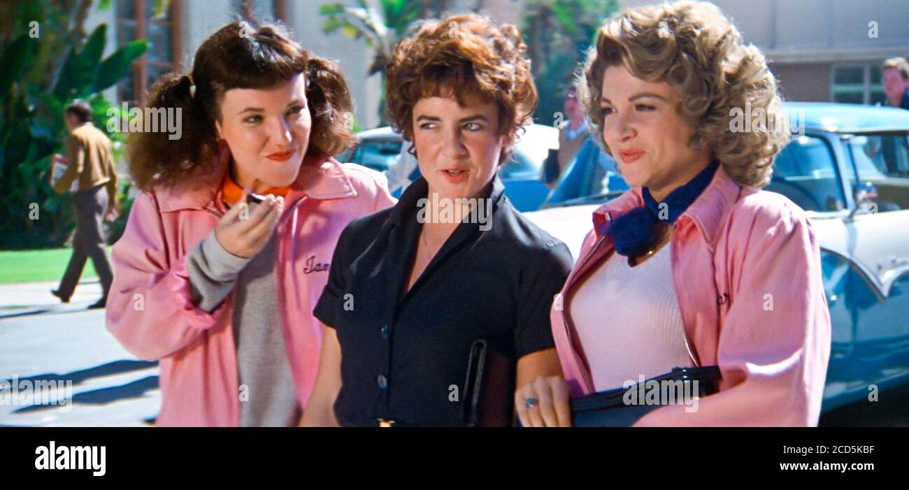 USA. Stockard Channing , Dinah Manoff and Jamie Donnelly in a scene from the ©Paramount Pictures movie: Grease (1978). Plot: Good girl Sandy Olsson and greaser Danny Zuko fell in love over the summer. When they unexpectedly discover they're now in the same high school, will they be able to rekindle their romance?  Ref:  LMK110-J6741-140820 Supplied by LMKMEDIA. Editorial Only. Landmark Media is not the copyright owner of these Film or TV stills but provides a service only for recognised Media outlets. pictures@lmkmedia.com Stock Photo