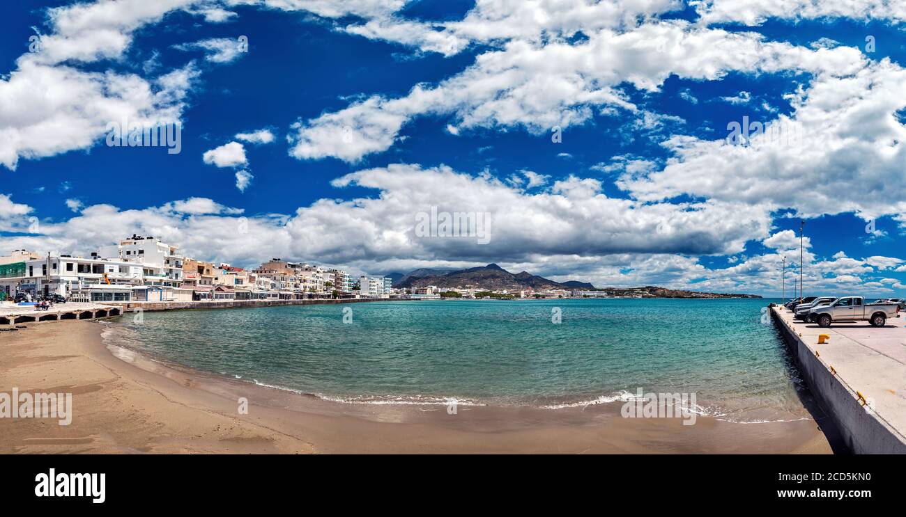 Panorama of Ierapetra town, Lassithi, Crete, Greece. Ierapetra is the southernmost town of Europe. Stock Photo