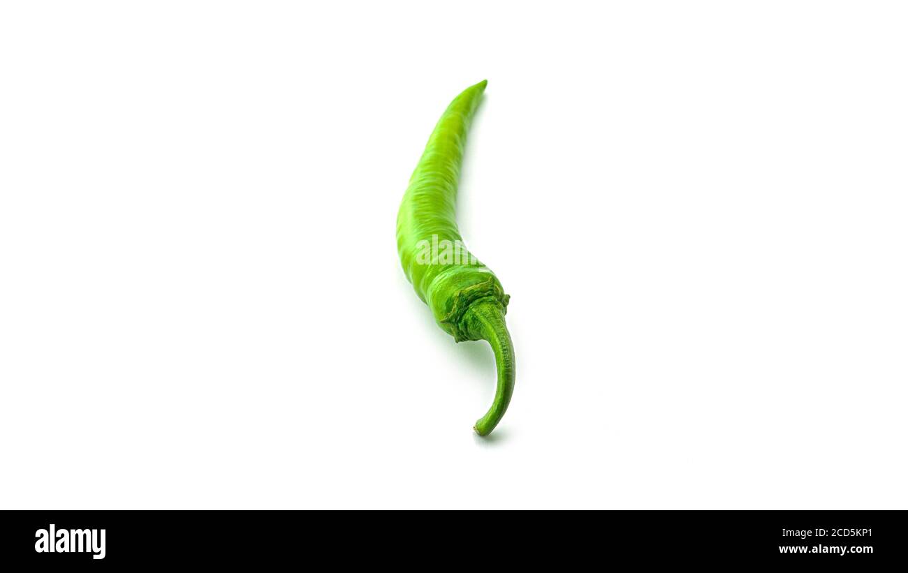 Green hot chili pepper on a white background Stock Photo - Alamy
