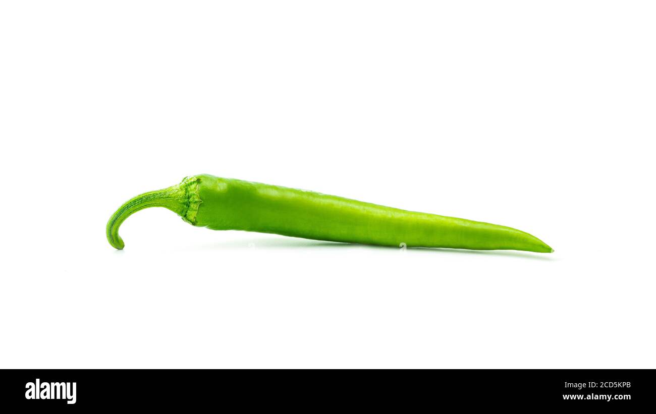 Green hot chili pepper on a white background Stock Photo - Alamy