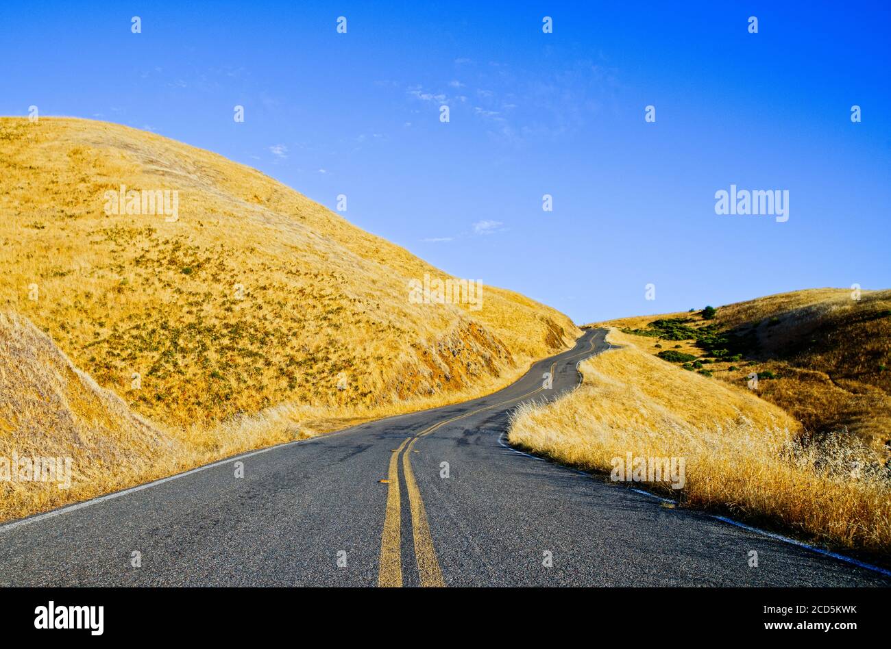 View of road between hills, Marin County, California, USA Stock Photo