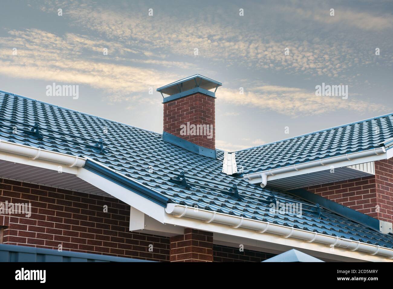 Blue Rain Gutter High Resolution Stock Photography And Images Alamy