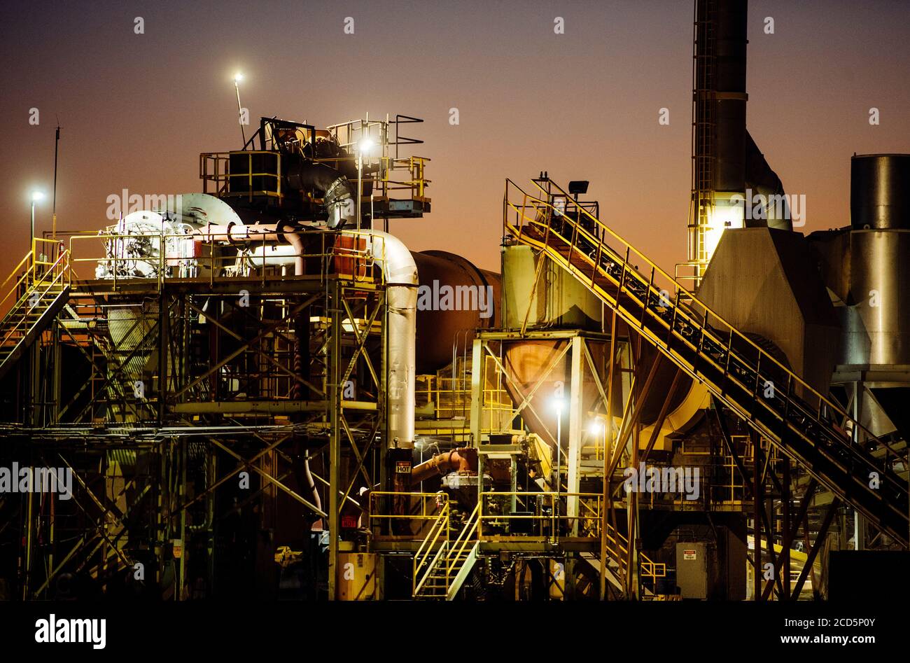 Gypsum Factory at night, USA Stock Photo Alamy