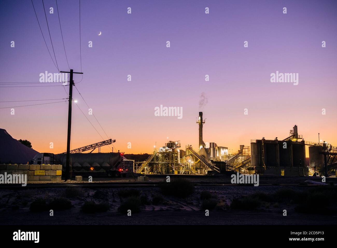Gypsum Factory at night, USA Stock Photo Alamy