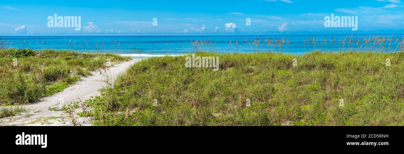 Path to Gulf of Mexico, beach on Longboat Key, Florida, USA Stock Photo