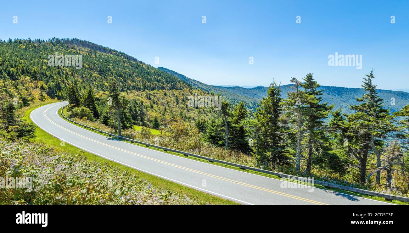 Mount Mitchell State Park Road, State Route 128, North Carolina, USA Stock Photo