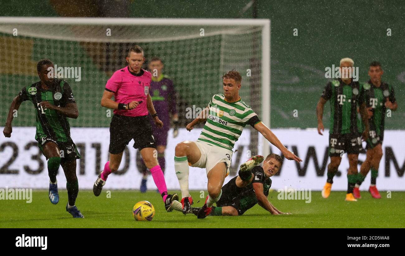 Lyes Houri of MOL Fehervar FC challenges David Siger of