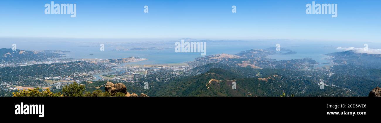 Landscape with view from Mt Tamalpais, Sausalito, Marin County, California, USA Stock Photo