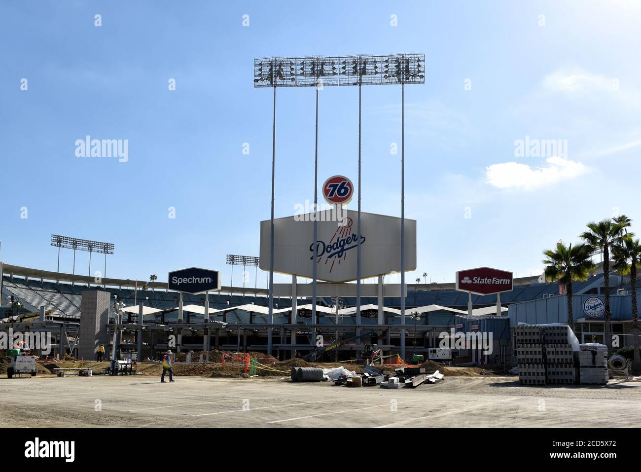 LOS ANGELES, CALIFORNIA - 12 FEB 2020: Construction at Dodger Stadium during the off season. Stock Photo