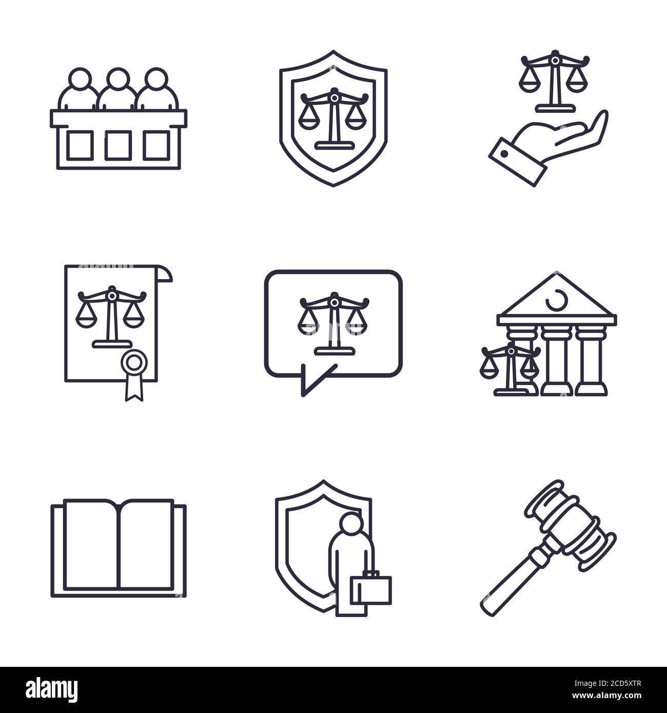 line style icon set design, Human rights law and justice theme Vector ...
