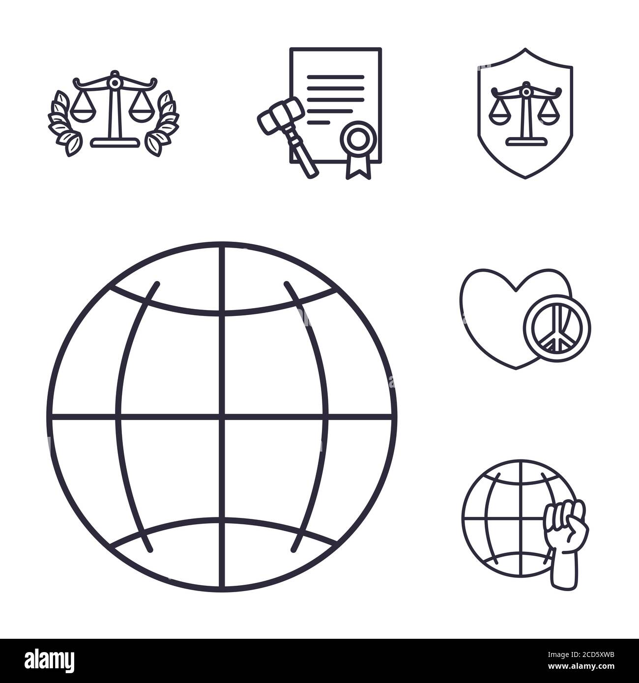 line style icons collection design, Human rights law and justice theme ...