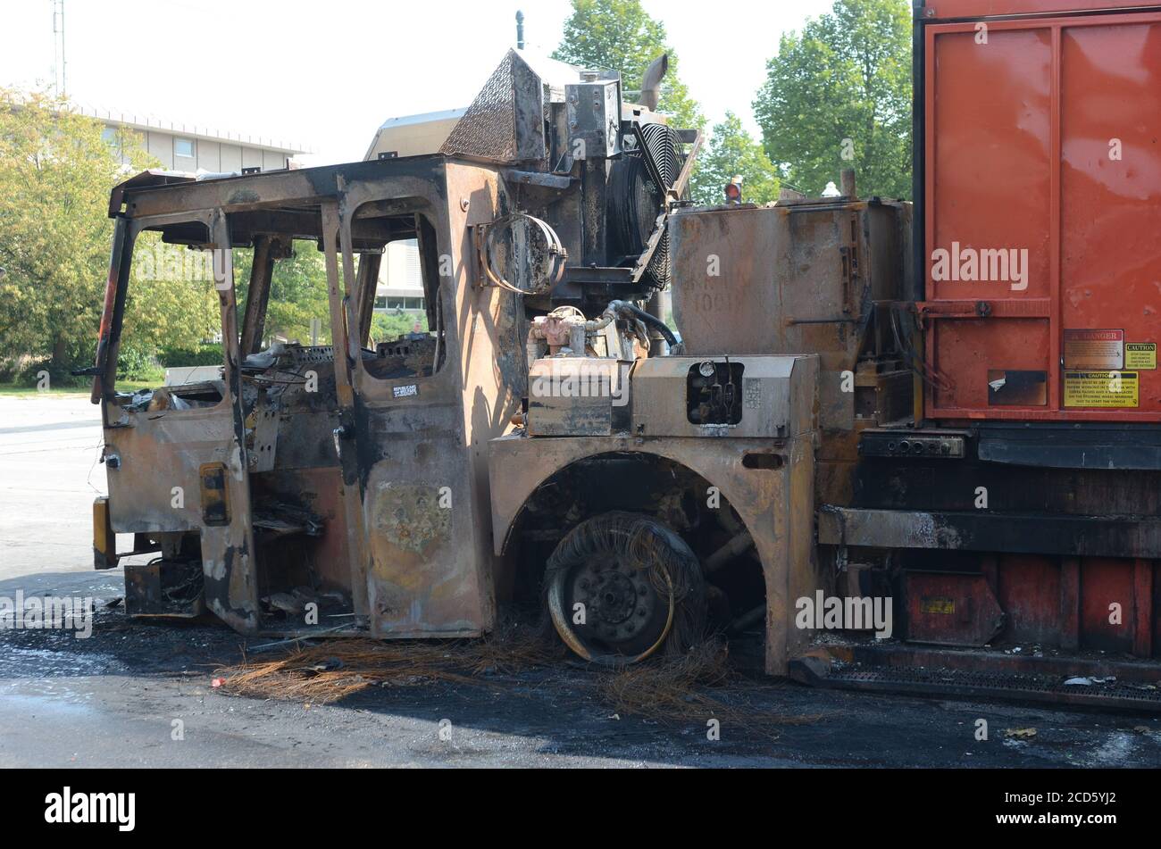 Car Source dealership burned during riots on August 24, 2020 in Kenosha