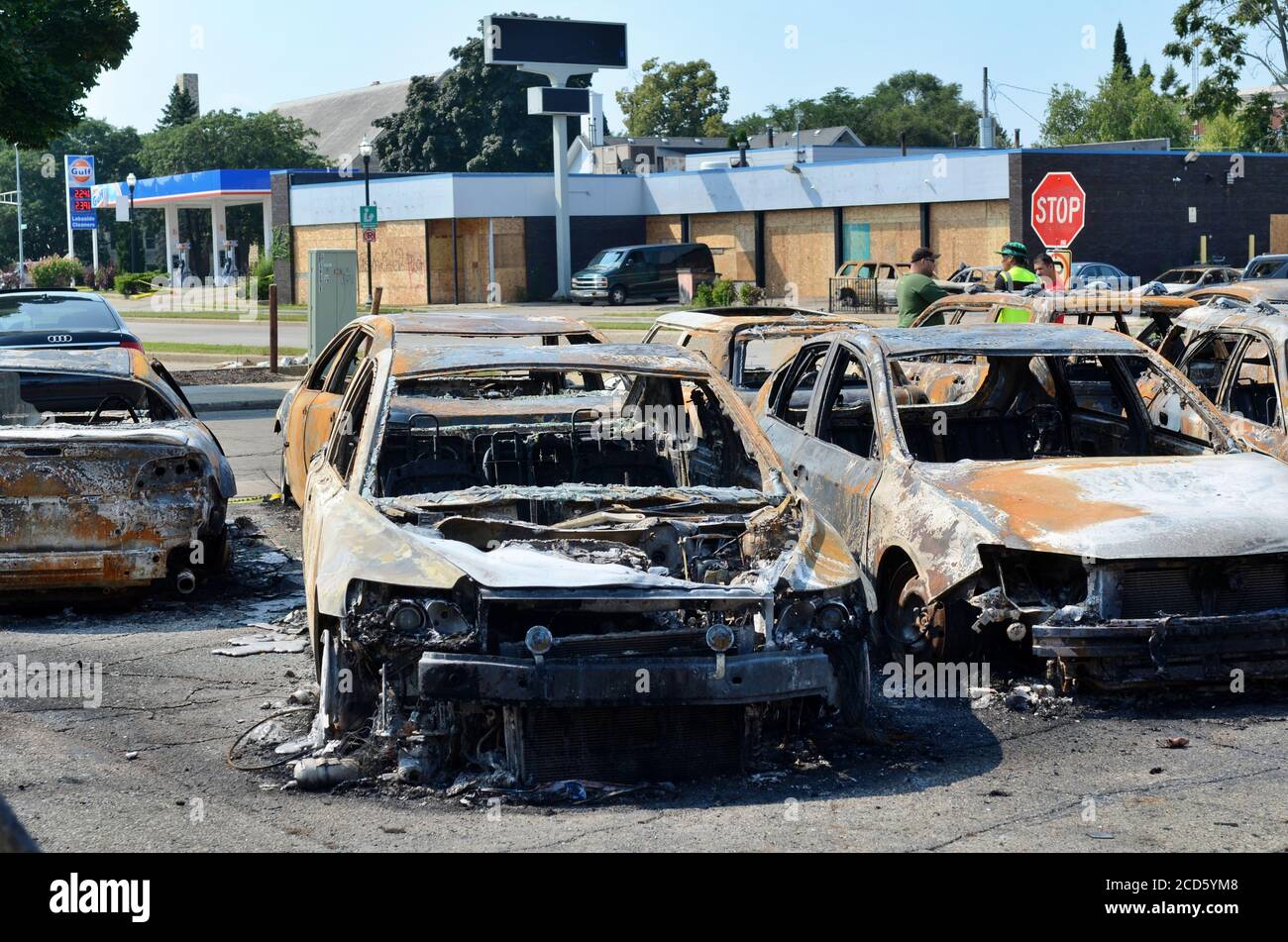Car Source dealership burned during riots on August 24, 2020 in Kenosha
