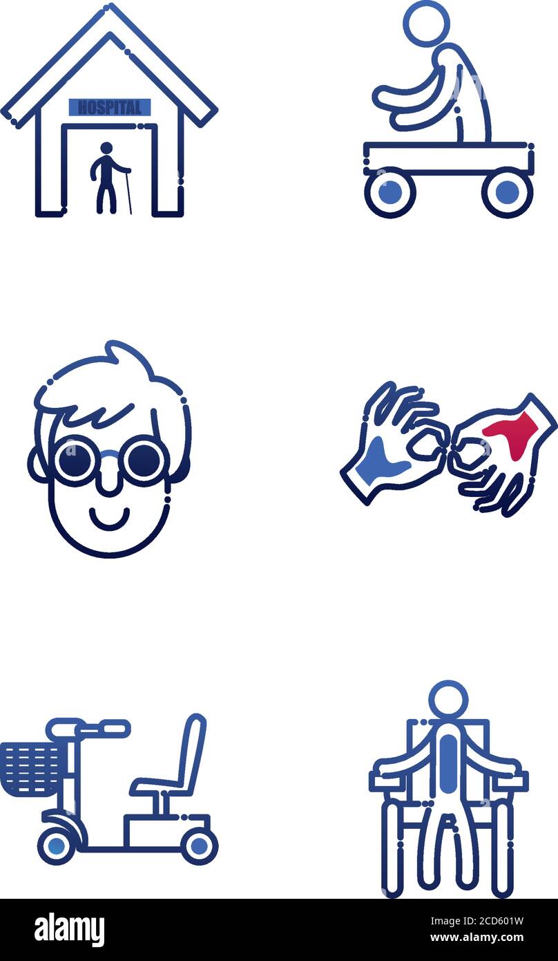 man with cane in hospital gradient style icon of Handicapped disability ...