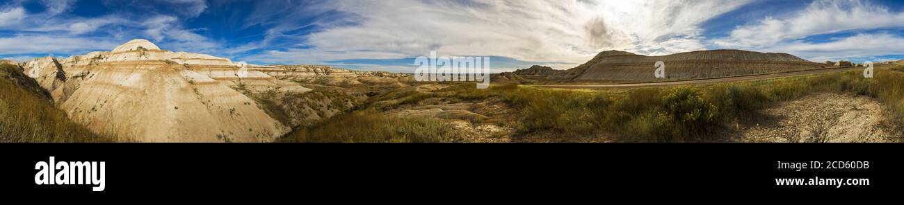 Landscape of desert in Badlands National Park, Wall, South Dakota, USA Stock Photo