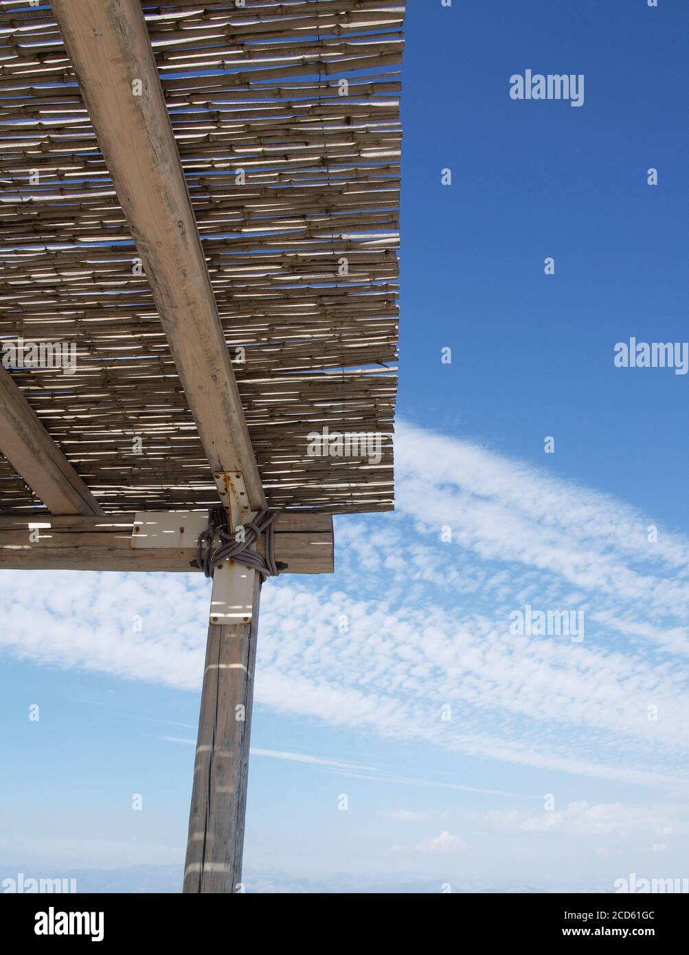 Covered shade area The Boathouse, Roda, Corfu, Greece Stock Photo - Alamy