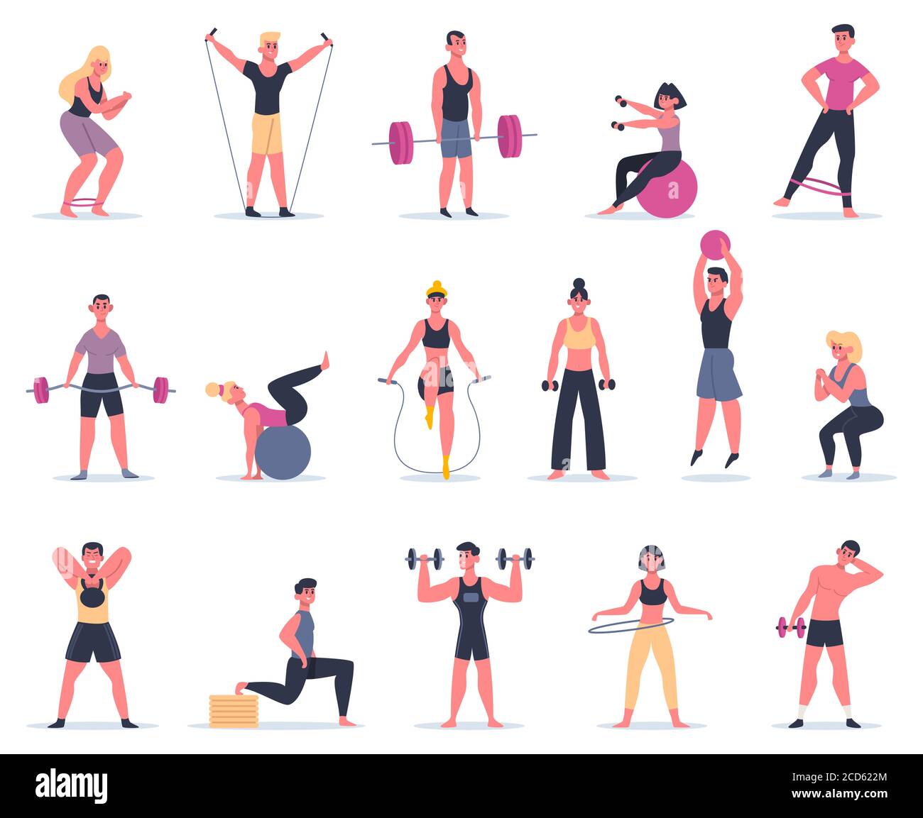 Sport people. Young athletes at sport gym, male female fitness workout