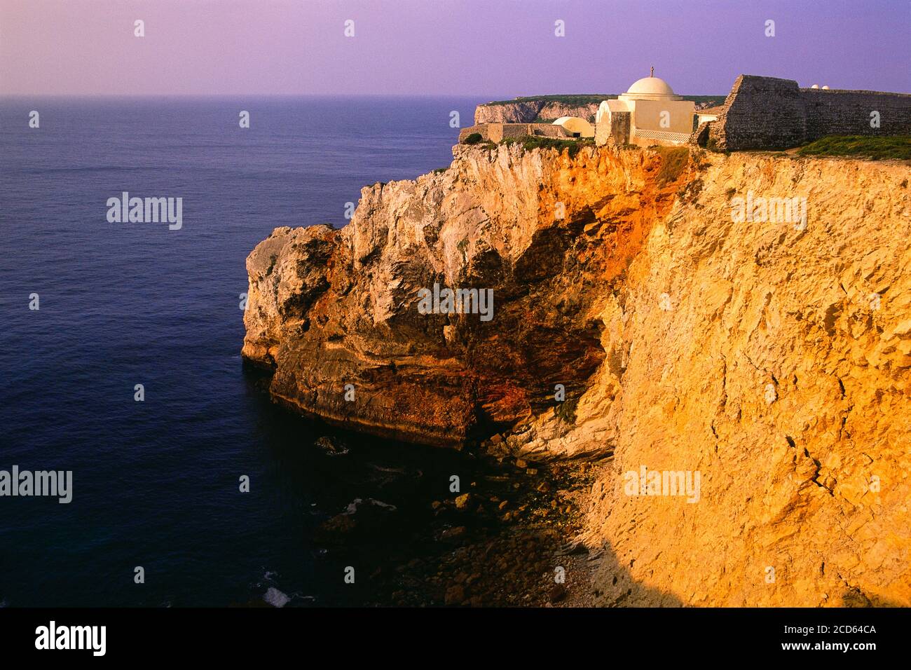 Church on cliff, Sagres Peninsula, Portugal Stock Photo