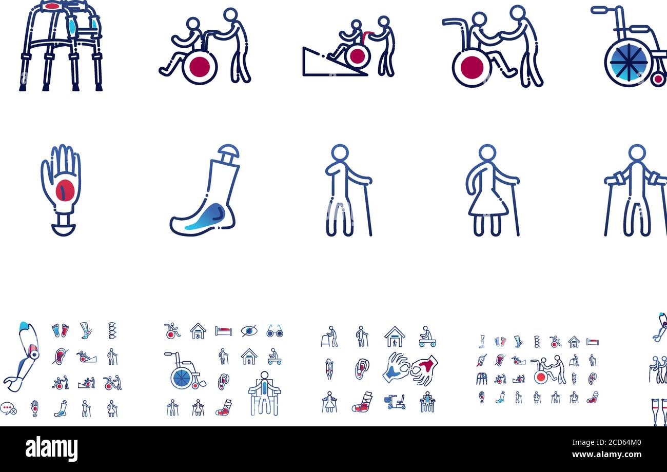 walker gradient style icon of Handicapped disability and medical theme ...