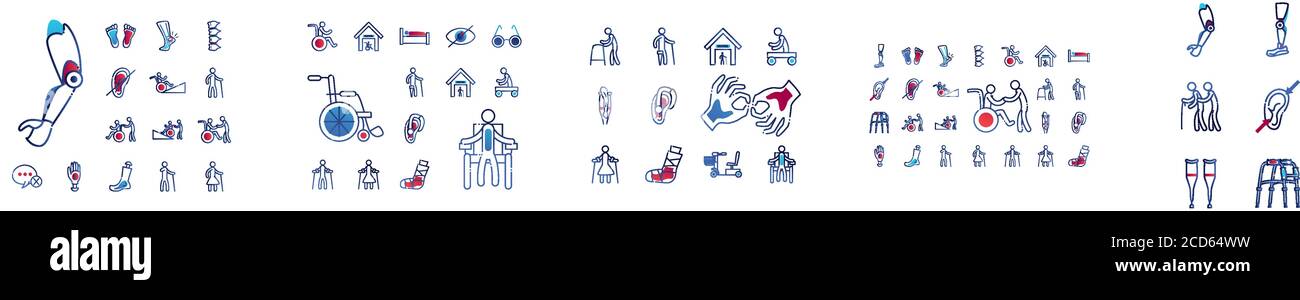 gradient style icon set of Handicapped disability and medical theme ...