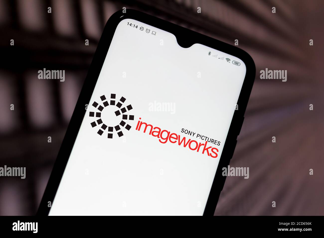 In this photo illustration the Sony Pictures Imageworks logo seen displayed on a smartphone. Stock Photo