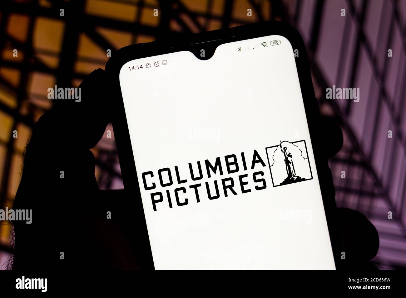 In this photo illustration the Columbia Pictures Industries logo seen  displayed on a smartphone Stock Photo - Alamy