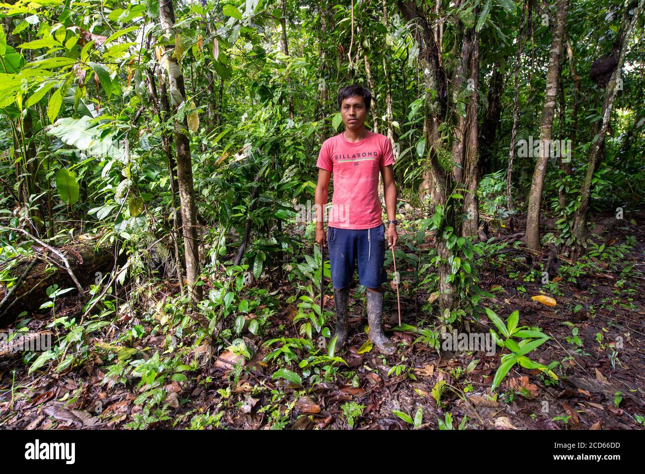 Riberenos with machete in the Peruvian Amazon Rainforest Stock Photo - Alamy