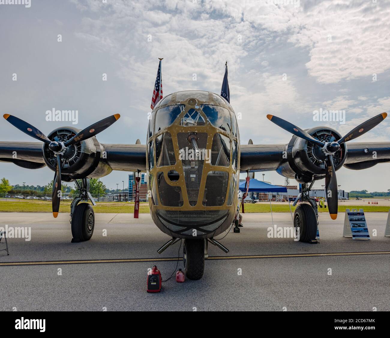 WWII or WW2 B-24 Liberator bomber on display in Montgomery Alabama, USA. Stock Photo