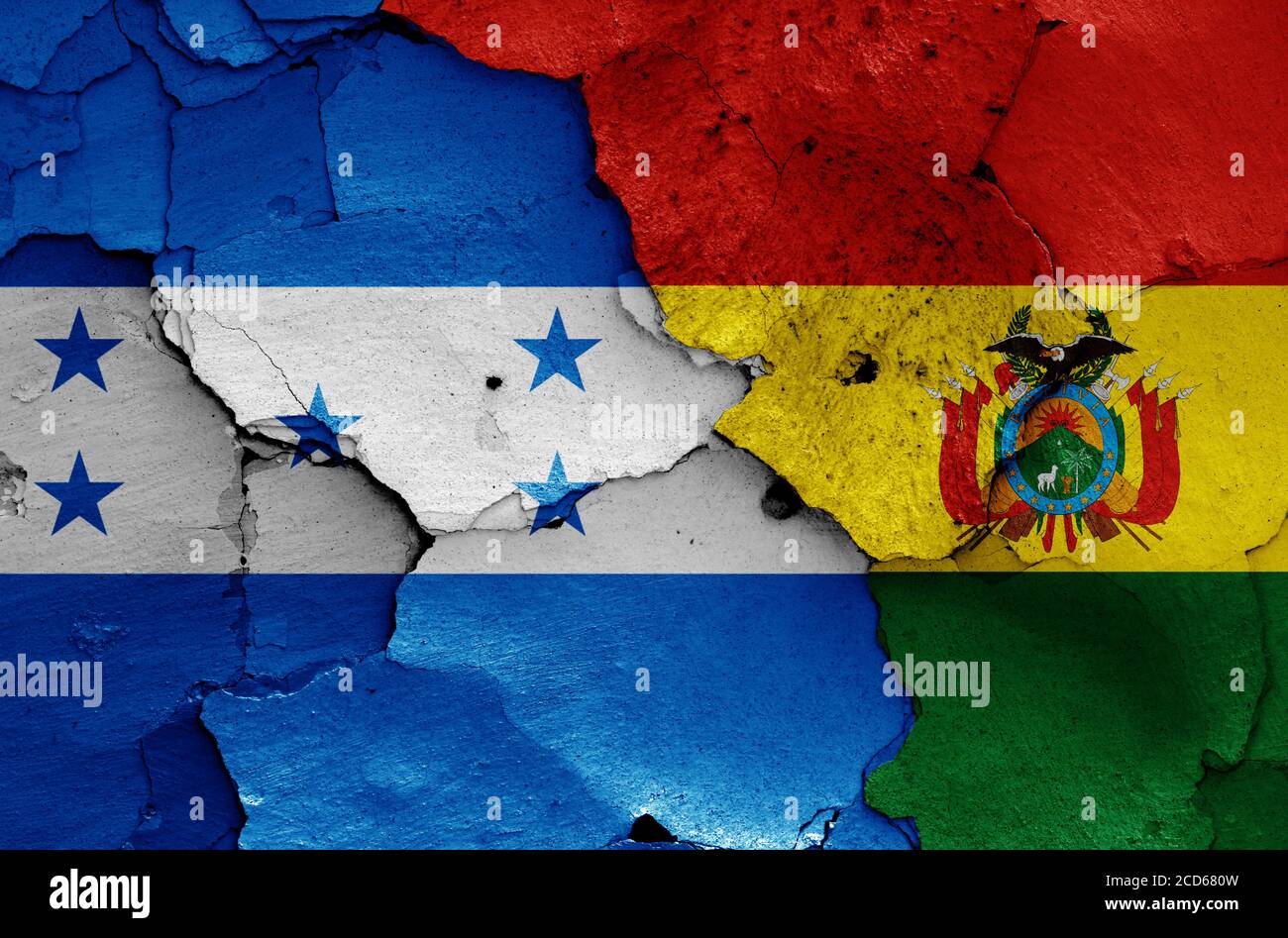 flags of Honduras and Bolivia painted on cracked wall Stock Photo - Alamy
