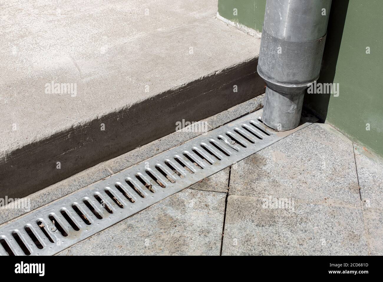 engineering structure downspout pipe on facade building with drainage