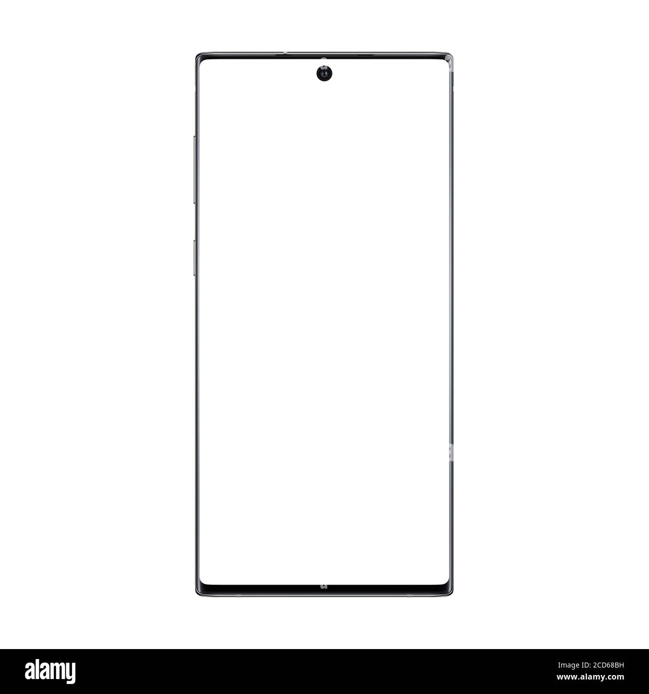 Phone isolated 3D rendering mockup with blank screen on white