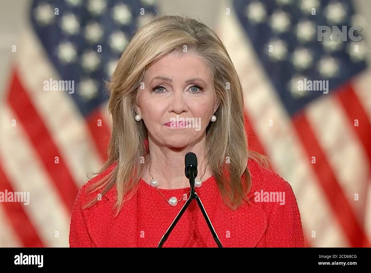 Washington, United States. 26th Aug, 2020. Senator Marsha Blackburn of Tennessee addresses the third night of the 2020 Republican National Convention on August 26, 2020, in Washington, DC. The novel coronavirus pandemic has forced the Republican Party to move away from an in-person convention to a televised format. Credit: UPI/Alamy Live News Stock Photo